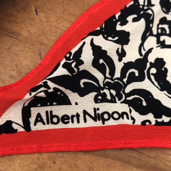 Albert Nikon 60 inch long scarf . Black and red - Picture 2 of 5
